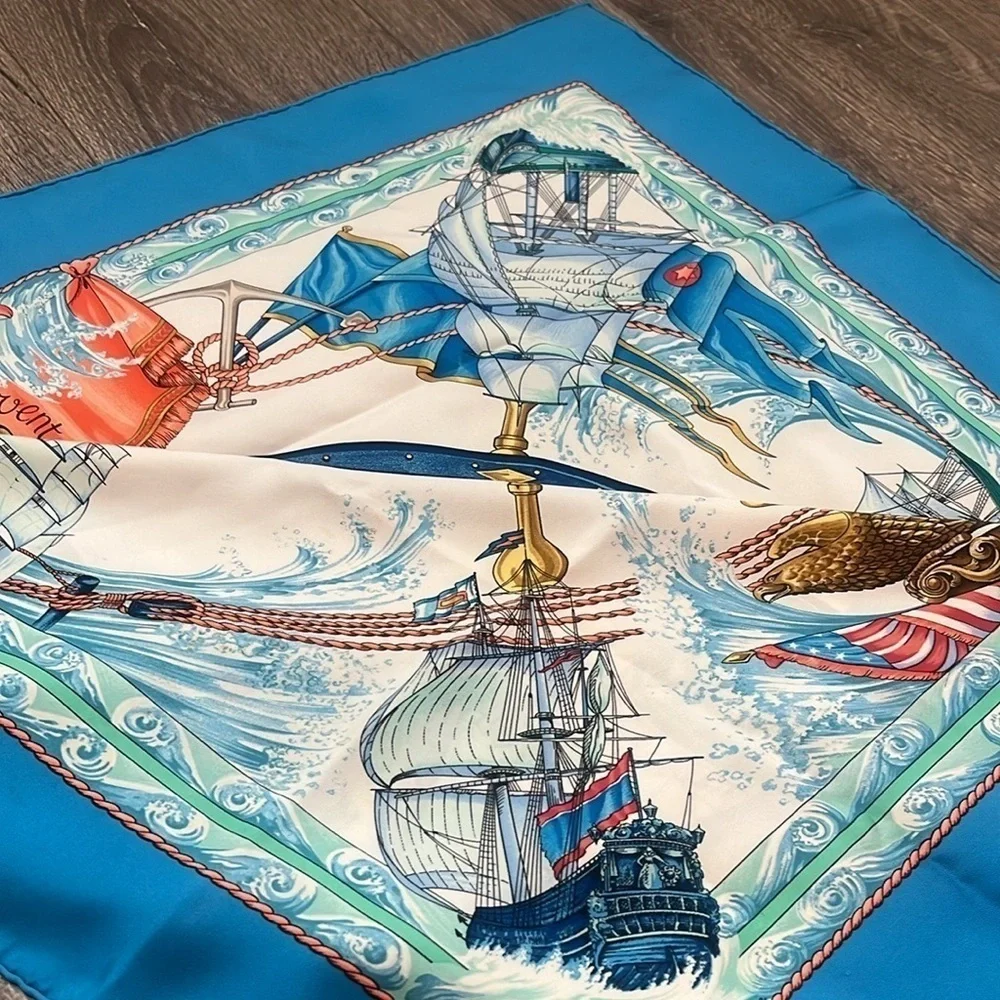 HERMES Vive Le Vent Carre 90 Silk Scarf Scarf Authentic